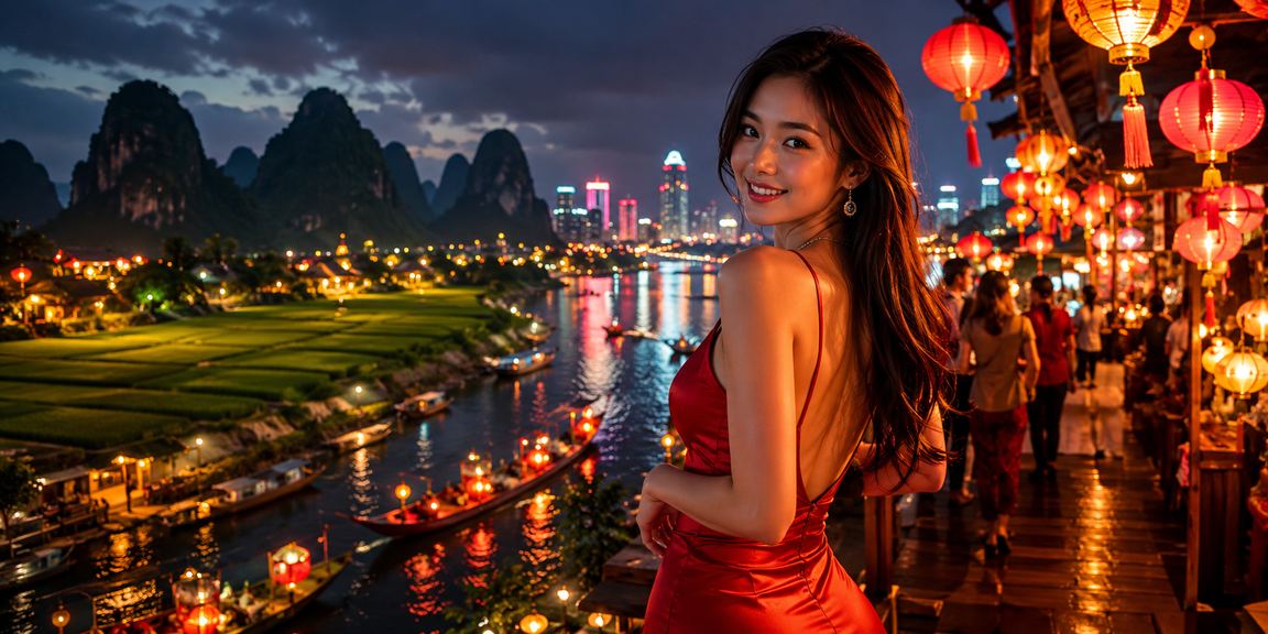 Cảnh đêm Sài Gòn với người dùng truy cập lx88 trên điện thoại